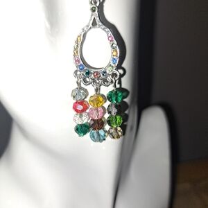 Colorful Swarvoski Austrian Rhinestone and Crystal Chandelier Earrings